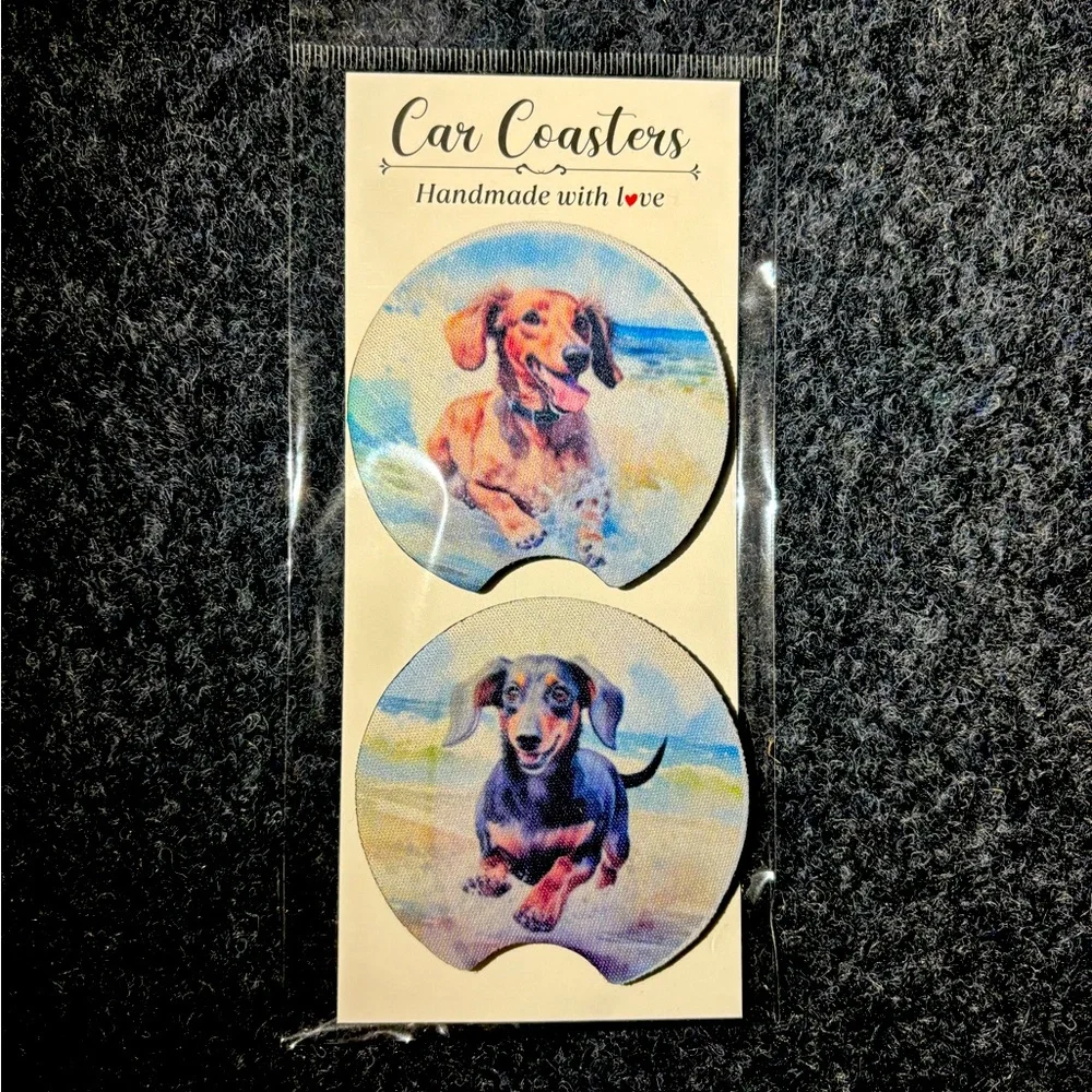Dachshund car coasters